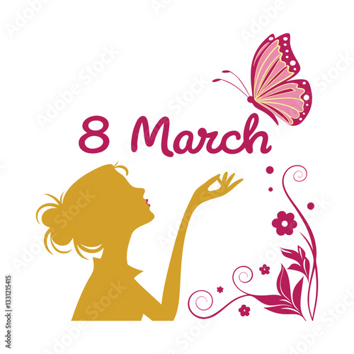 International Women's Day girl with butterfly