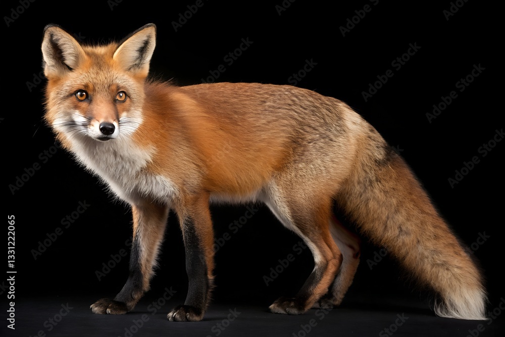 Fototapeta premium red fox vulpes isolated on black background
