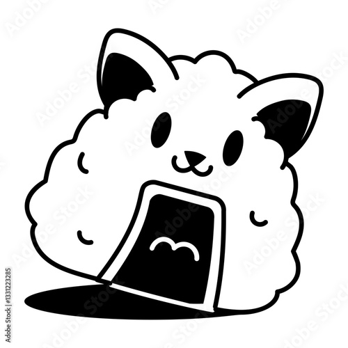 Japanese onigiri icon in hand drawn style 
