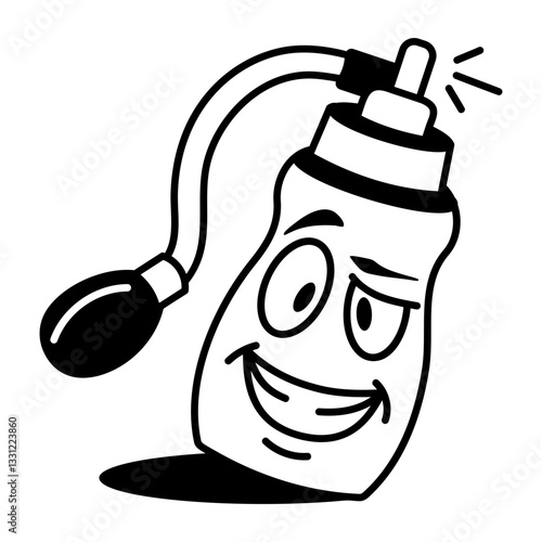 Doodle style icon of condiment bottle mascot 
