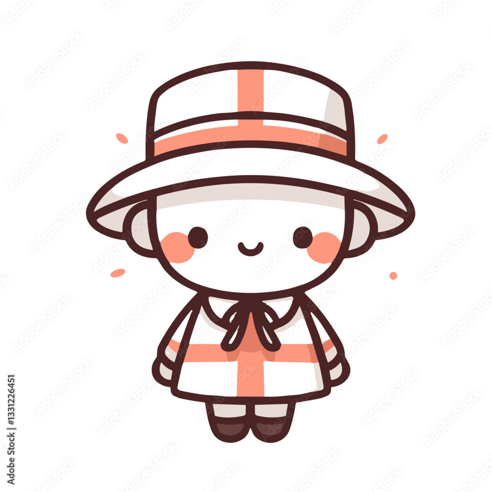 Cute cartoon character wearing a stylish hat and outfit with a cheerful expression in a playful design Cute cartoon character wearing a stylish hat and outfit with a cheerful expression in a playful design