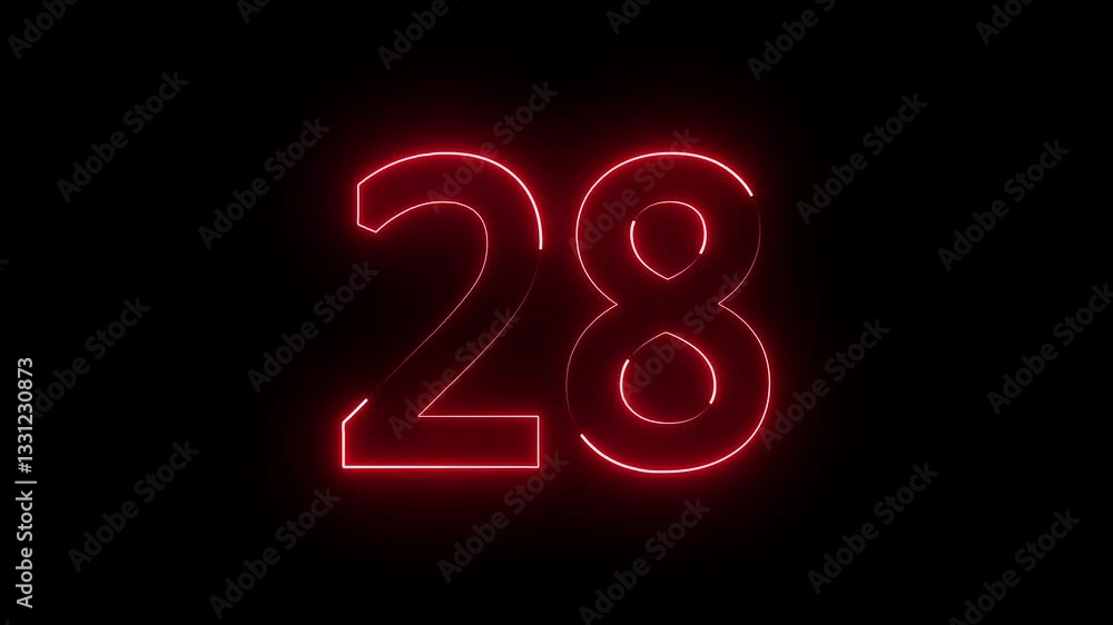 The neon 28 text number icon showcases a bright, glowing The neon 28 text number icon showcases a bright, glowing