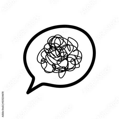 Speech bubble icon of mess, worry, thought. flat vector illustration design.