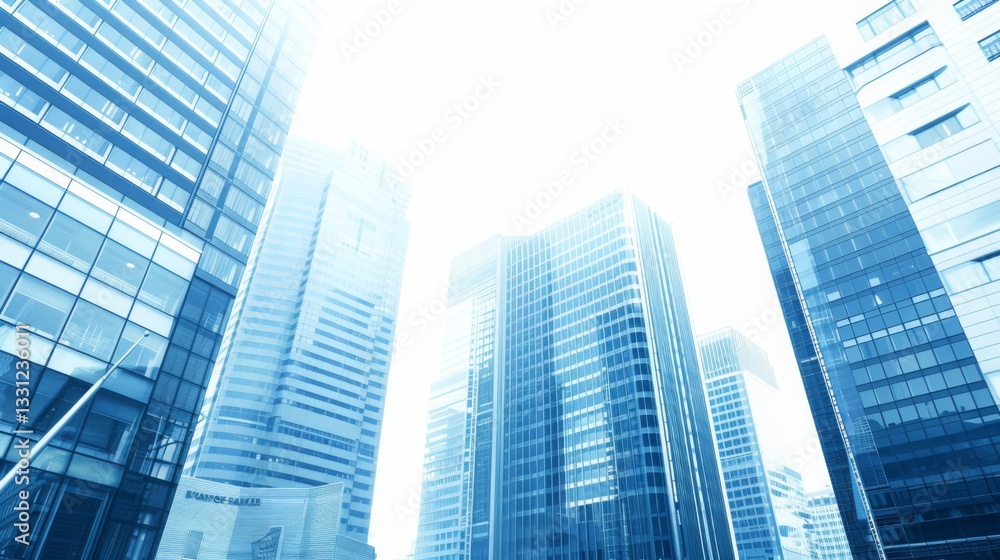 Elegant semi-transparent light blue skyscrapers background image representing business concept, neat arrangement, high-quality urban architecture Elegant semi-transparent light blue skyscrapers background image representing business concept, neat arrangement, high-quality urban architecture