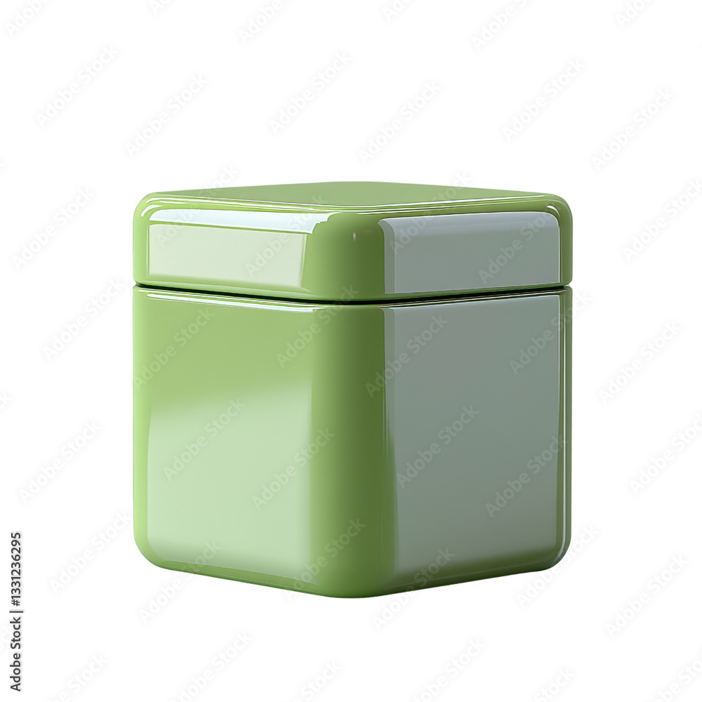 A 3D green square storage container isolated on white background A 3D green square storage container isolated on white background