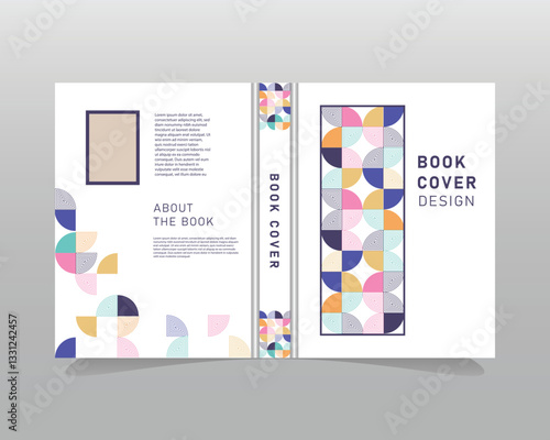 Mosaic style art book cover design with abstract geometric style vector