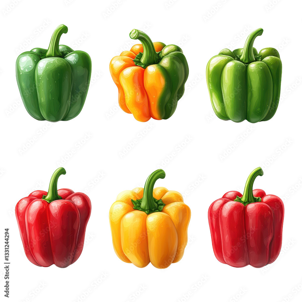 Bell peppers isolated on white transparent background Bell peppers isolated on white transparent background