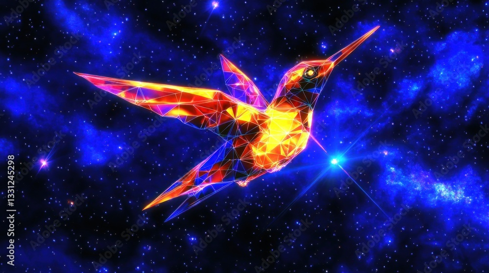 Futuristic Hummingbird in Cosmic Space Futuristic Hummingbird in Cosmic Space