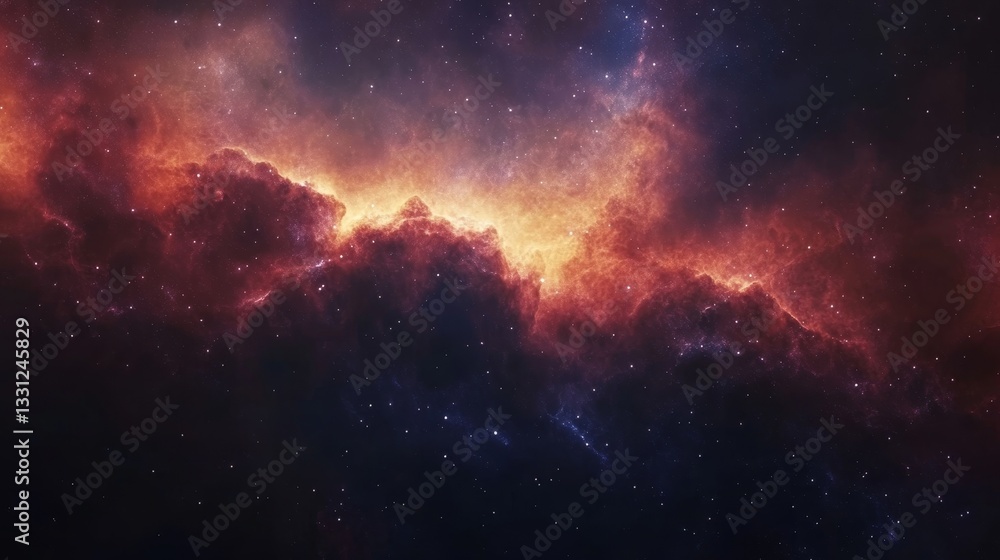 Fototapeta premium Galaxy Background, with Stars and colorful Nebula Clouds. Outer Space Astronomy image showing an Interstellar Celestial view of the Cosmos 