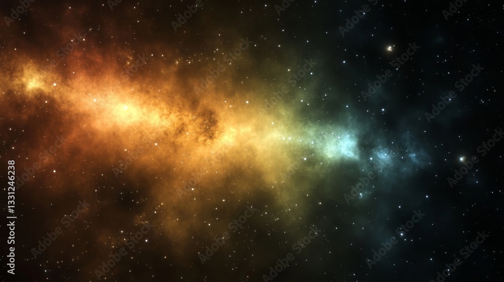 Naklejka premium Galaxy Background, with Stars and colorful Nebula Clouds. Outer Space Astronomy image showing an Interstellar Celestial view of the Cosmos 