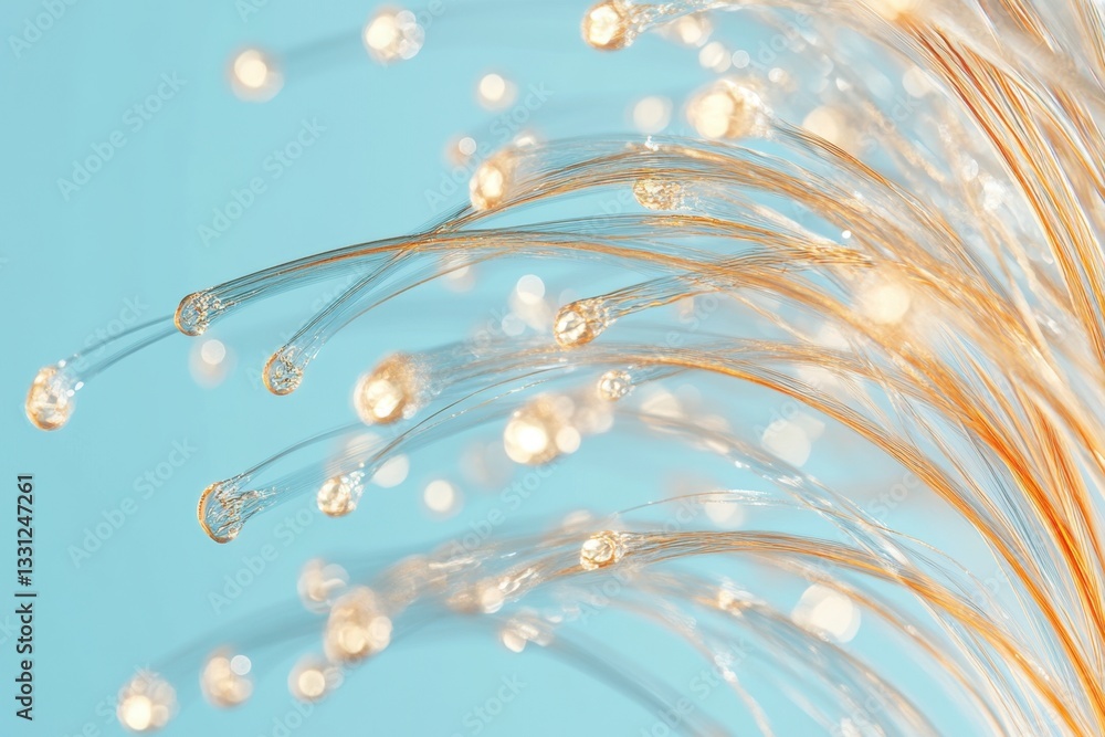 Naklejka premium Fiber optic cables with abstract light reflections