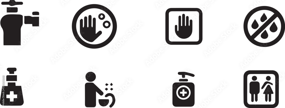 hygiene cleanliness personal care, hand washing sanitation, health care, hygiene routine icon set hygiene cleanliness personal care, hand washing sanitation, health care, hygiene routine icon set