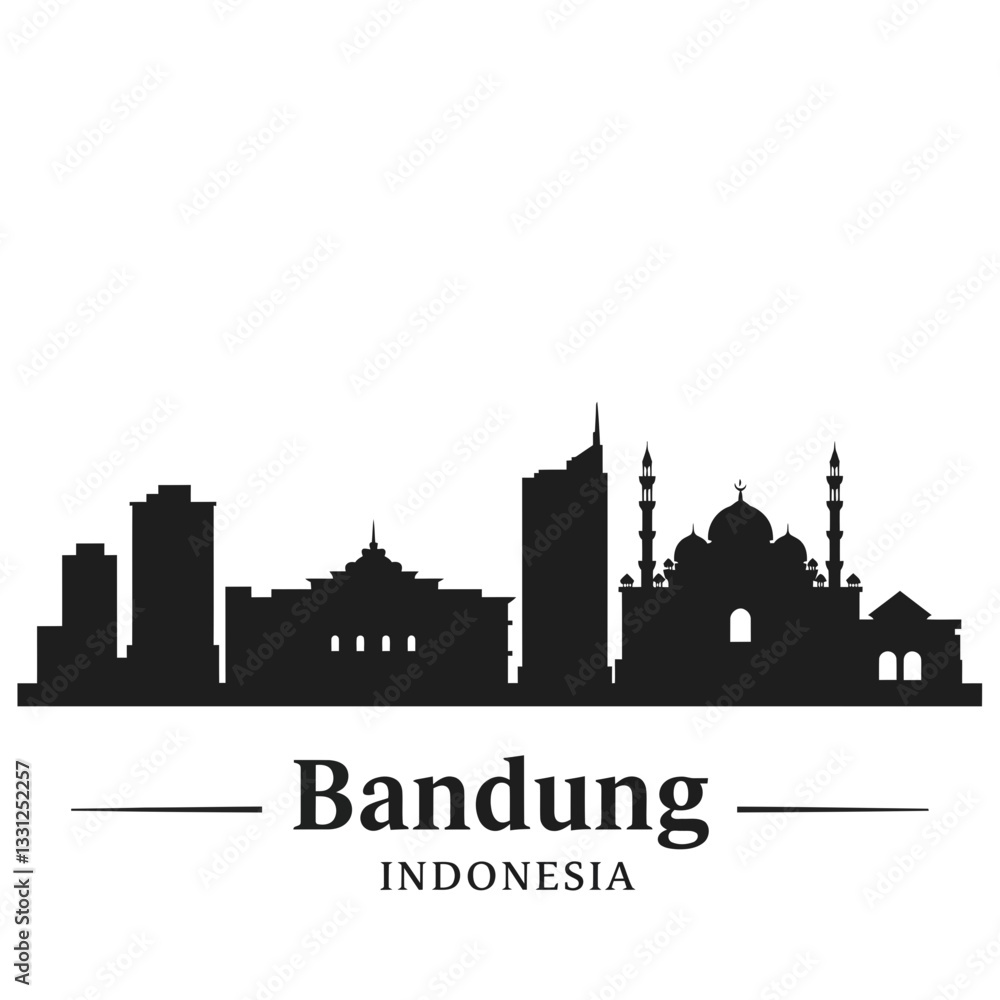 Naklejka premium Bandung Skyline Silhouette - Vector Illustration