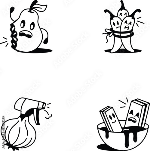 Pack of Hand Drawn  Food Products Icons 
