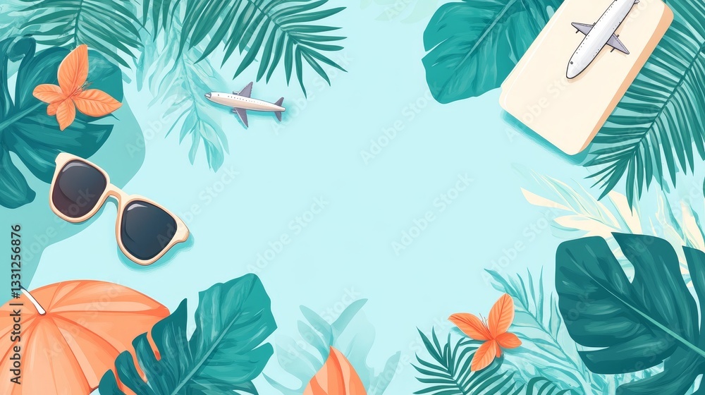 Naklejka premium Its Summer time. Background for travel and vacation.