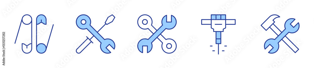construction and tools, tools, work tools, jackhammer, working. Tools Icon vector illustration. Line Duotone style. Editable stroke construction and tools, tools, work tools, jackhammer, working. Tools Icon vector illustration. Line Duotone style. Editable stroke