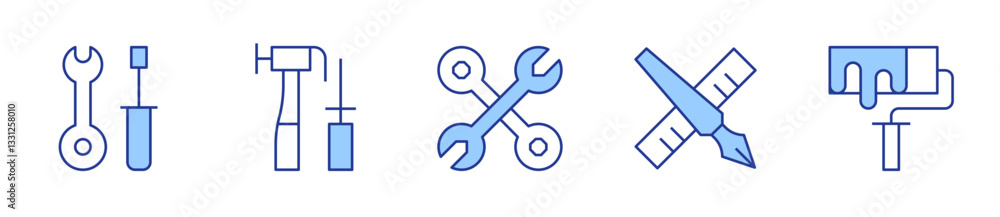 paint roller, tools, tools and utensils, edit tool. Tools Icon vector illustration. Line Duotone style. Editable stroke paint roller, tools, tools and utensils, edit tool. Tools Icon vector illustration. Line Duotone style. Editable stroke