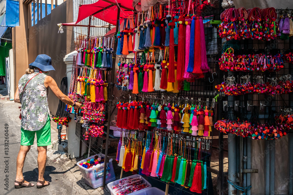 Woman shopping for souvenirs in Chiang Mai, Thailand