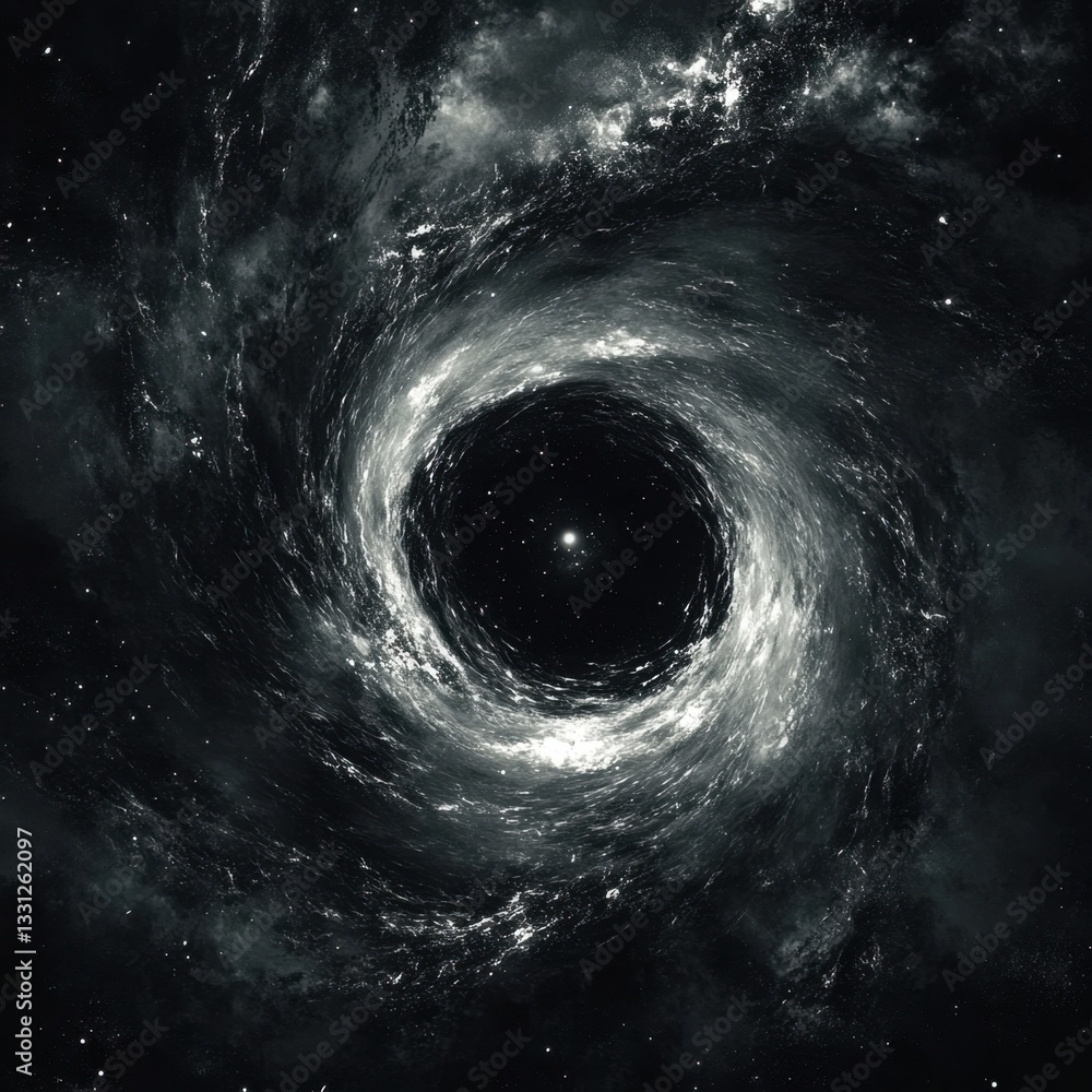 Fototapeta premium Majestic Black Hole A Vortex in Deep Space with Swirling Nebulae and Distant Stars.