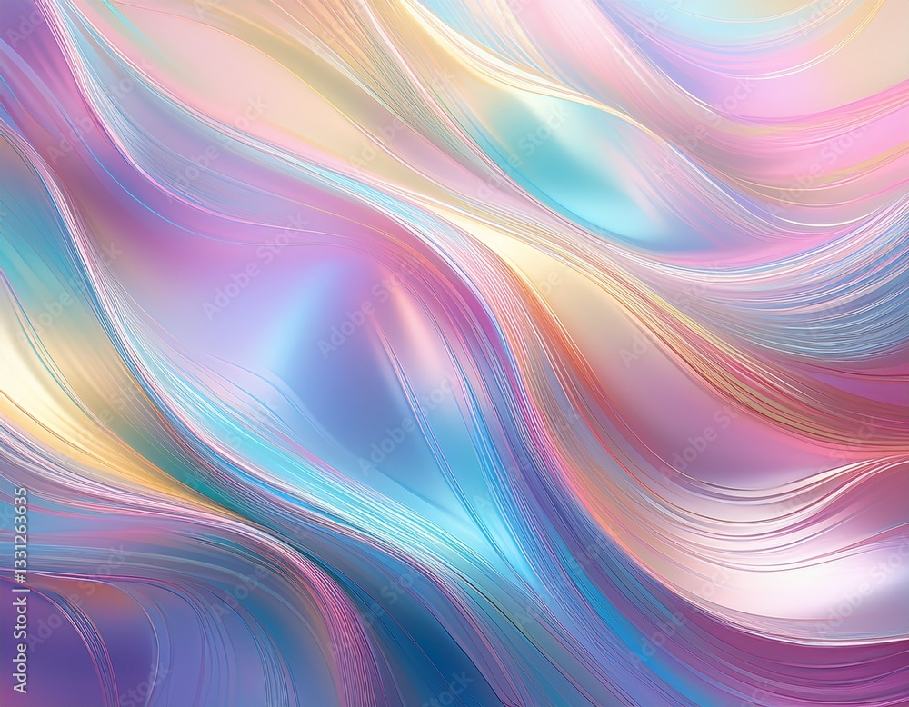 Light holographic irridescent abstract background with soft lines and pastel colors. Generated image Light holographic irridescent abstract background with soft lines and pastel colors. Generated image