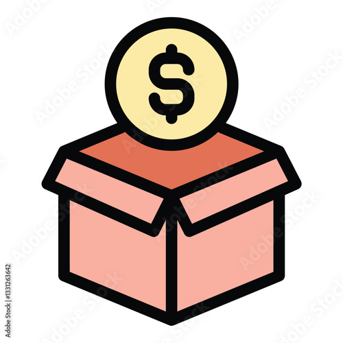 Donation icon in flat line style representing charity generosity and giving ideal for fundraising nonprofit organizations and social impact concepts.