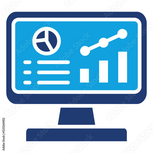Web Analitycs Flat Blue Icon