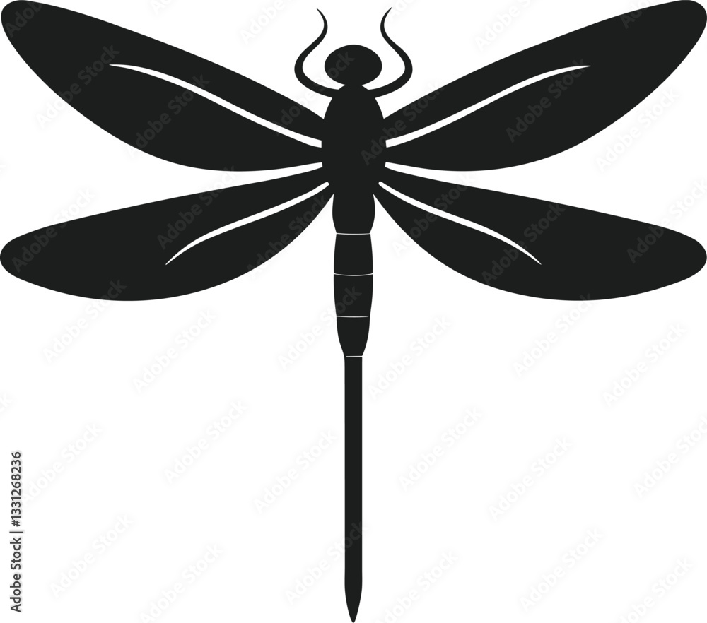 Elegant Dragonfly Silhouette Vector - Nature & Spring Theme Elegant Dragonfly Silhouette Vector - Nature & Spring Theme