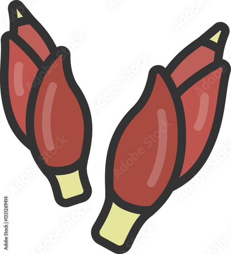 ミョウガのアイコン（線画カラー）のイラスト