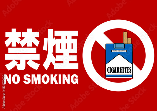 貼り紙看板イラストー禁煙No Smokingー	