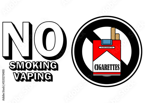 貼り紙看板イラストー禁煙No Smokingー	