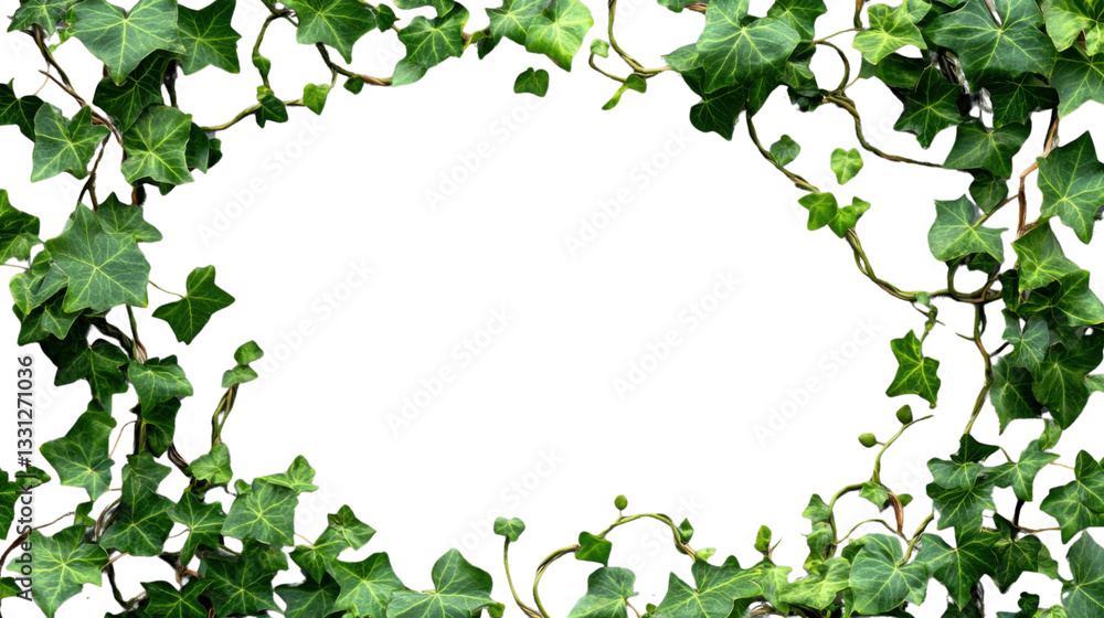 Obraz premium Frame of ivy branches creating decorative border on transparent background