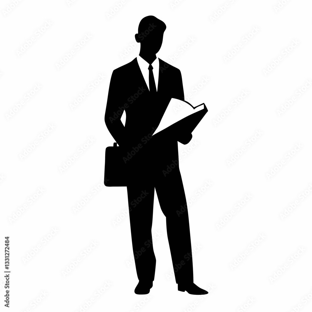 Silhouette of a confident businessman in a suit standing professionally Silhouette of a confident businessman in a suit standing professionally