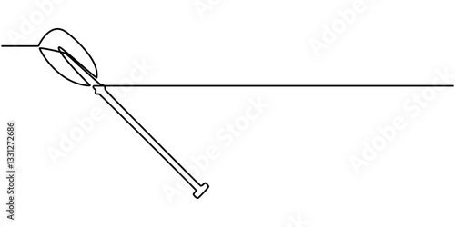 boat paddle continuous one line drawing, Continuous single one line of Rowboat paddle isolated on white background, abstract man with paddle, Single continuous line drawing canoe trails and rafting.