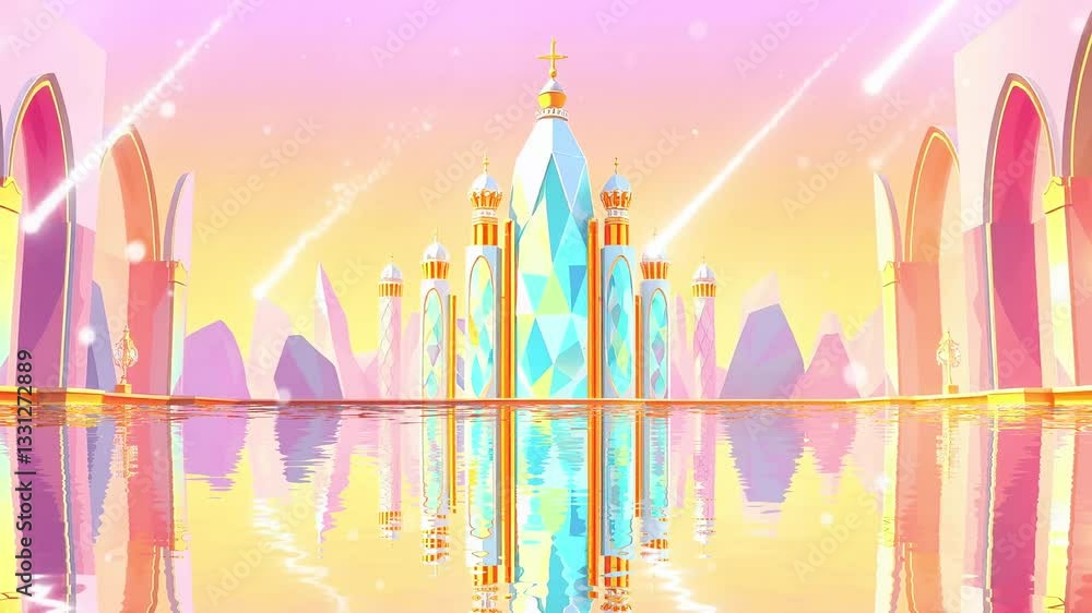 Beautiful Design with Illustration and Castle and Landscape Scene Cartoon Fantasy Fairy. Beautiful Design with Illustration and Castle and Landscape Scene Cartoon Fantasy Fairy.