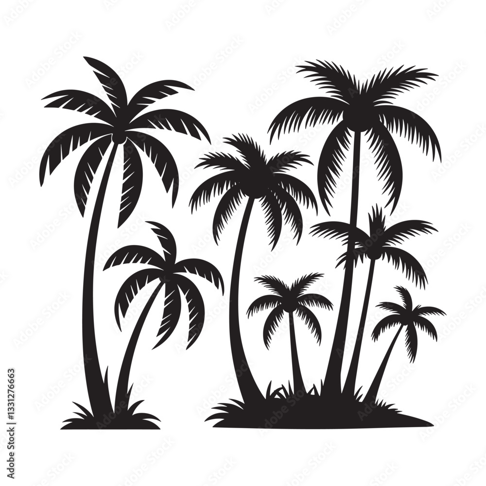 Fototapeta premium Palm Trees Silhouette Illustration