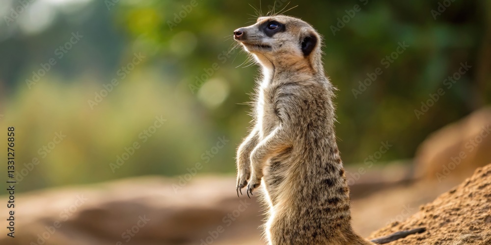 Curious meerkat observing its surroundings in a natural habitat wildlife photography outdoor setting close-up viewpoint animal behavior Curious meerkat observing its surroundings in a natural habitat wildlife photography outdoor setting close-up viewpoint animal behavior