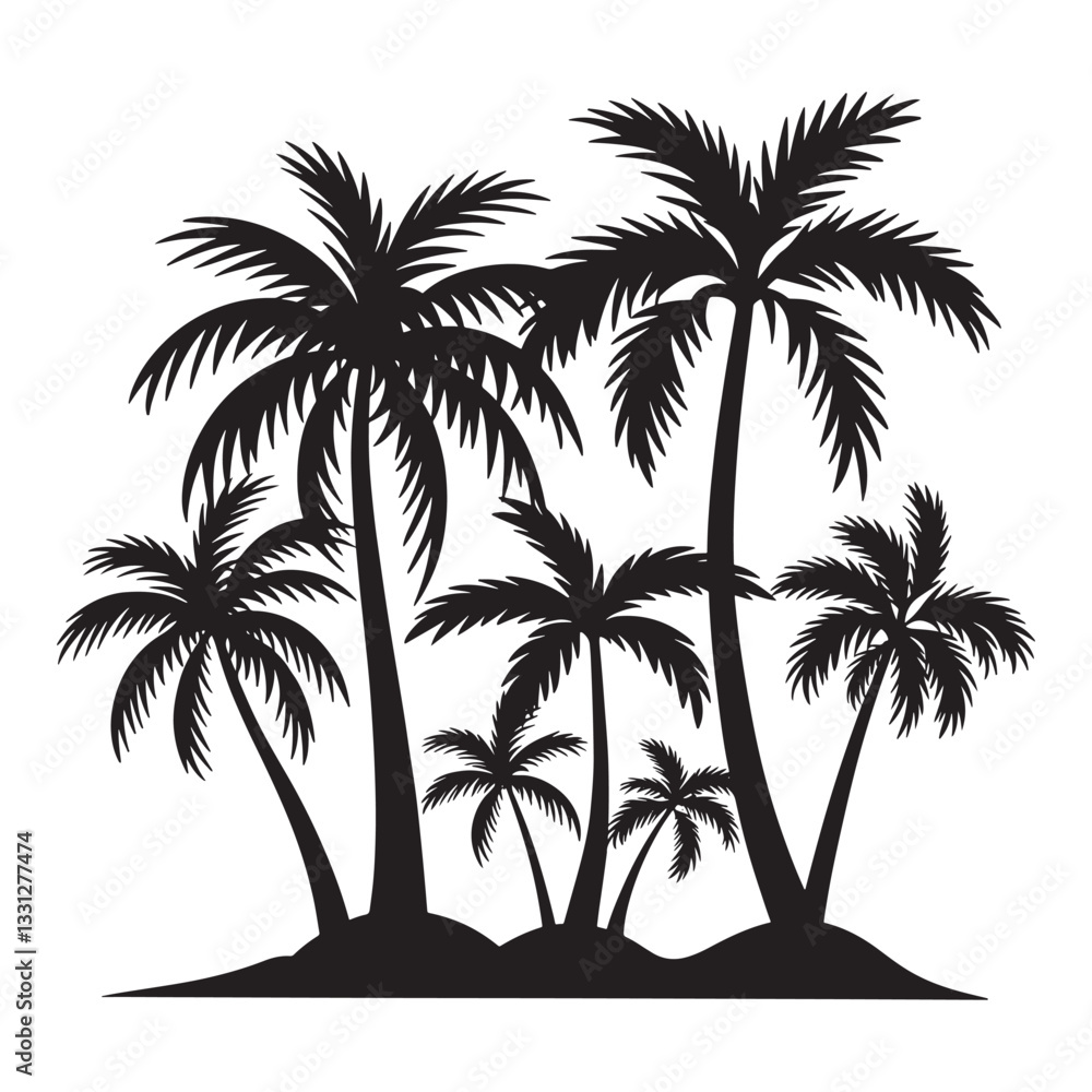 Fototapeta premium Palm Trees Silhouette Illustration