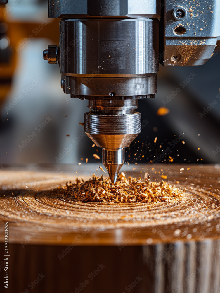 CNC machine drilling wood with precision and detail. CNC machine drilling wood with precision and detail.