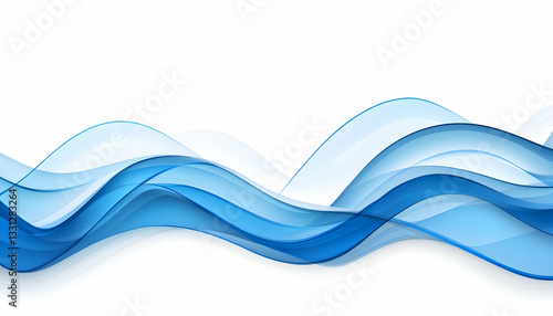 Abstract blue flowing waves on white background