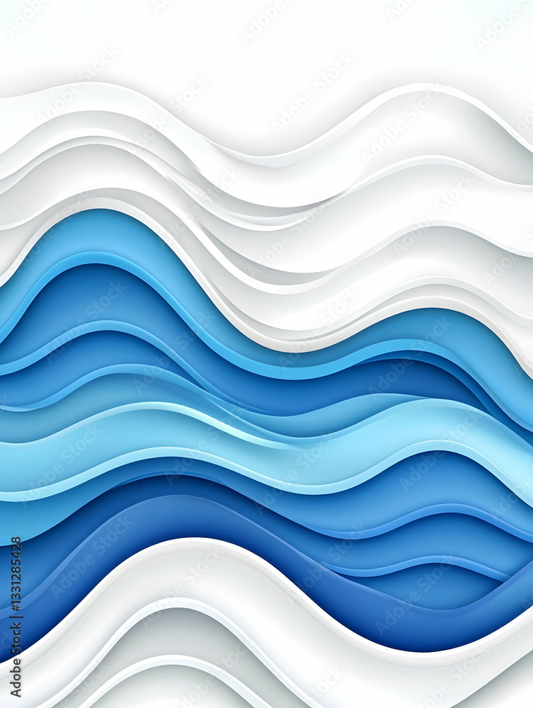Obraz premium Abstract wavy layers in shades of blue and white