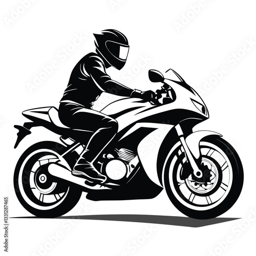A motorcycle rider vector silhouette