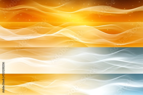 Abstract design with flowing waves and colorful gradients in bands