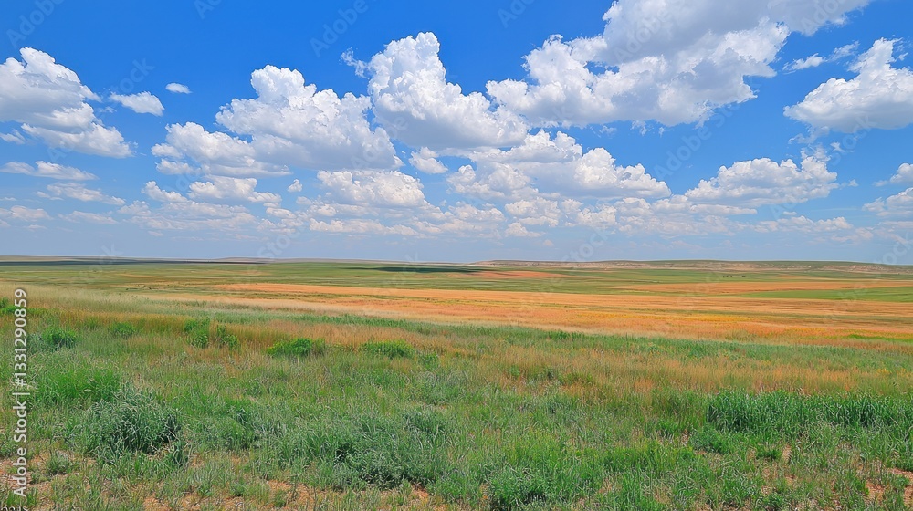 Fototapeta premium Vast Prairie Landscape Under a Summer Sky