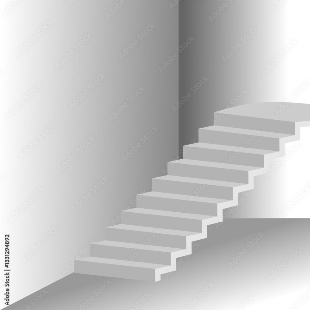 Minimalist abstract staircase design, featuring a series of floating steps forming a geometric zigzag pattern. The artwork has a monochrome color scheme with soft shadows Minimalist abstract staircase design, featuring a series of floating steps forming a geometric zigzag pattern. The artwork has a monochrome color scheme with soft shadows