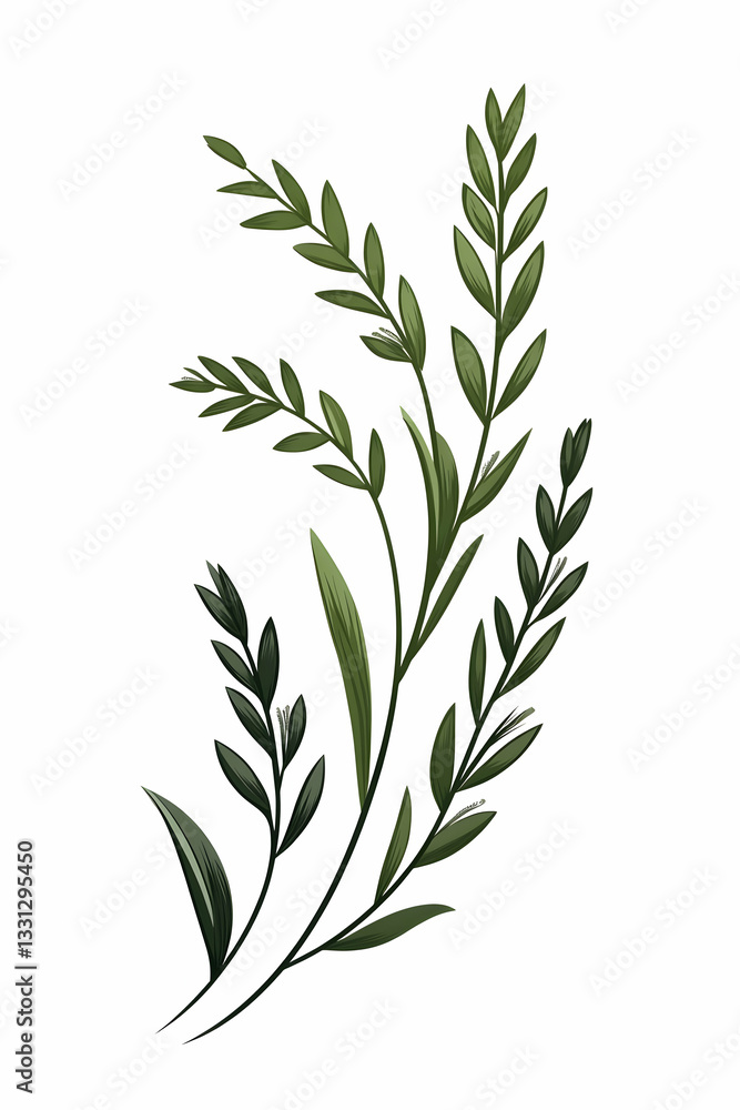 Naklejka premium Elegant green foliage sprig illustration