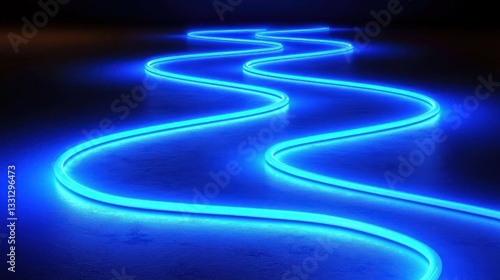 Blue LED strip lights on floor