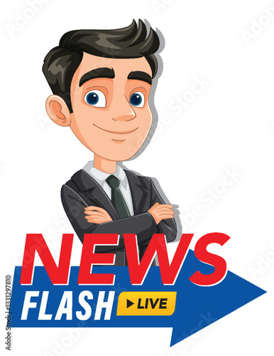 Animated News Anchor Illustration