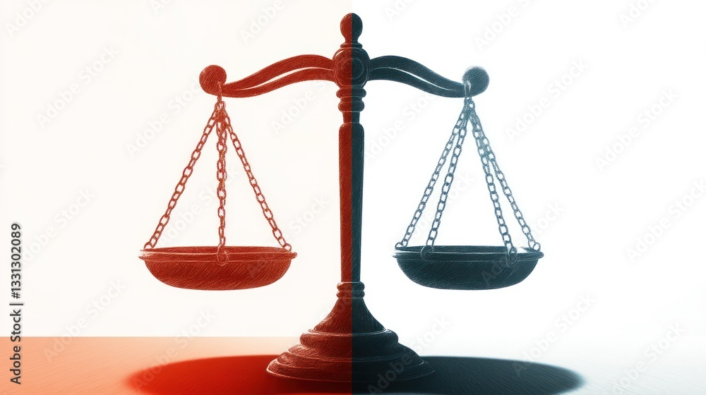 Balanced Scales of Justice for Red & Blue. Balanced Scales of Justice for Red & Blue.