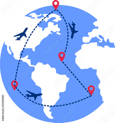 Wallpaper Mural Map of Airplane Global Route Torontodigital.ca