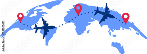 Map of Airplane Global Route